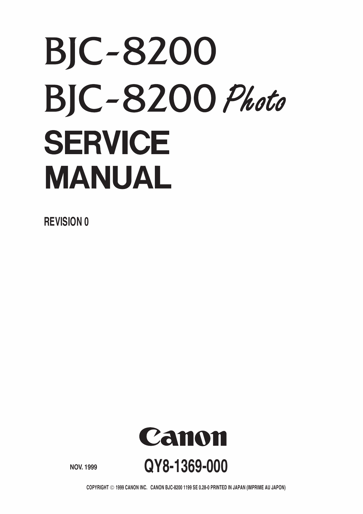 Canon BubbleJet BJC-8200 Service Manual-1